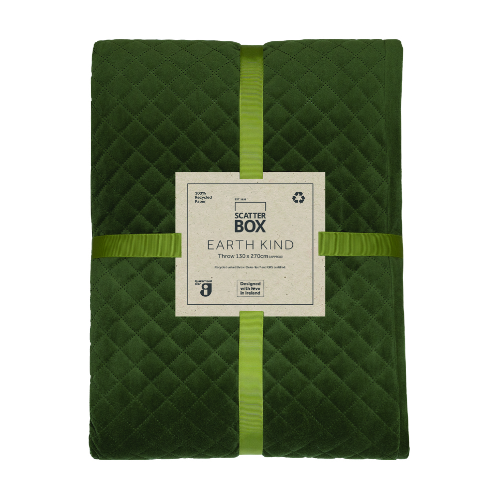 Erin Geometric Velvet Throw By Scatter Box In Earth Green